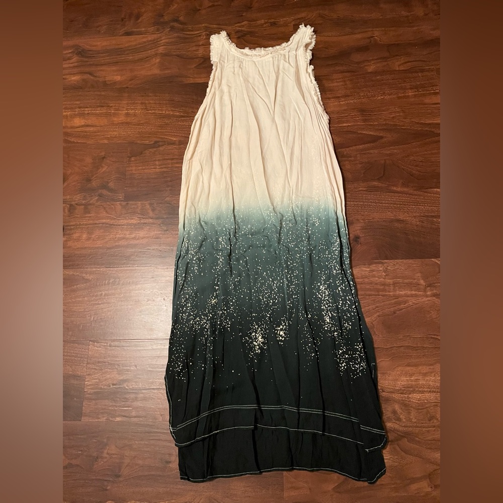 Storia - cream and blue sleeveless maxi